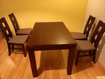 stół fornir ciemny orzech + 4 krzesła