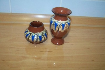 dwa miniaturowe ceramiczne dzbanuszki PRL