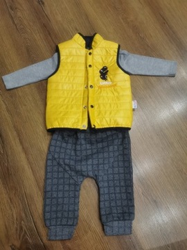Komplet niemowlęcy spodnie bluzka kamizelka 62/68 