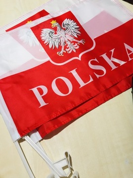 AUTO FLAGA POLSKI SAMOCHODOWA + UCHWYT 45 x 30 cm