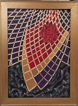 Obraz: abstrakcja "Róża", akryl na płótnie 70x50 