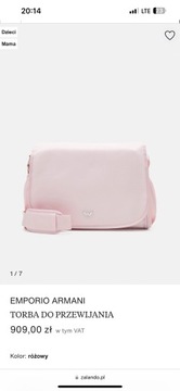 Armani Baby torba z funkcją przewijania Pink