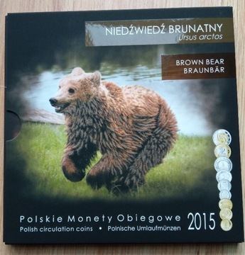 Blister - Polskie Monety obiegowe 2015 Niedźwiedź Brunatny