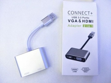 Adapter USB 3.0 na HDMI, VGA do monitora lub TV +s