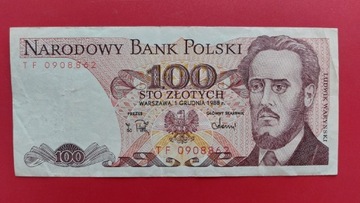 Banknot 100 zł z 1988r, Seria TF