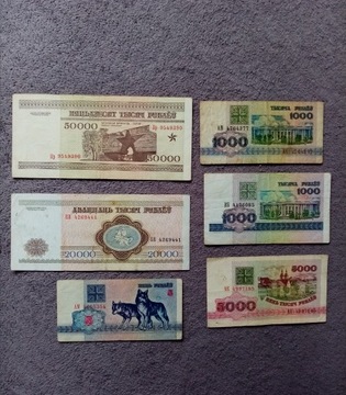 Zestaw banknotów Białoruś 