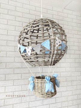 Lampa balon szary niebieski handmade
