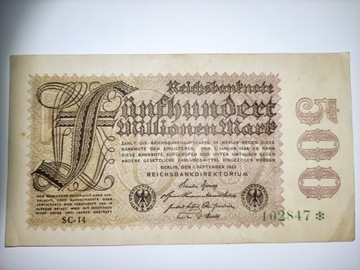 Banknot 500 millionen Mark z 1923 roku