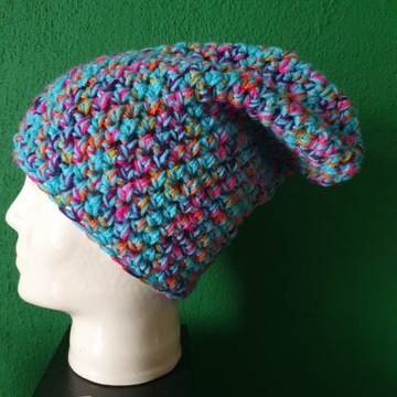 Czapka beanie smerfetka kolorowa zimowa handmade 