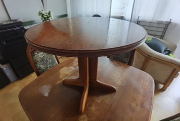 Drewniany solidy stolik kawowy 63 cm okrągły