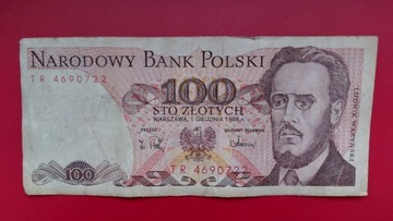 Banknot 100 zł z 1988r, Seria TR