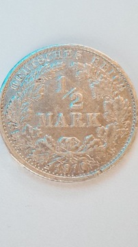 1/2 Marki 1916 G Deutsches Reich  srebro #112