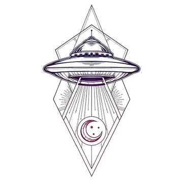 Tatuaż Zmywalny UFO Statek Kosmiczny 6 x 10,5cm
