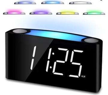 Zegar LED,budzik,alarm,7 kolorów,bateria,sieć(534&