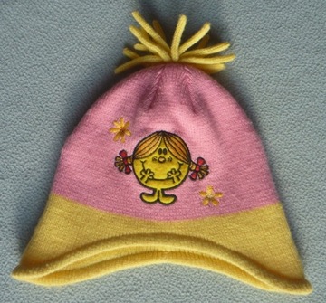 czapka z Pyzą kolorystyka różowo-żółta wiek 2-3 l.