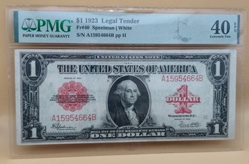 1$ 1923r.red seal PMG 40 EPQ-duży format,b.rzadki!