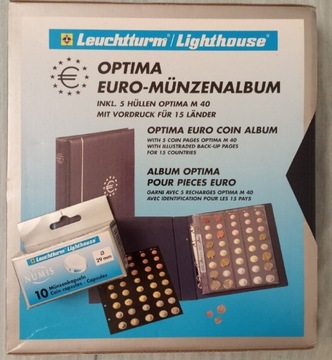 Leuchtturm Optima album Na monety euro 5 kart nowy