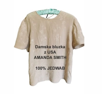 Damska bluzka Amanda Smith z USA 100% jedwab r. L
