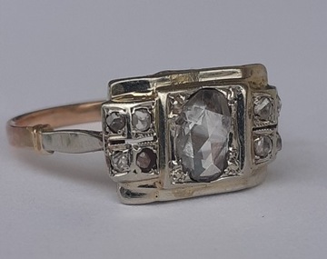 Złoty pierścionek antyk z diamentami 0,5 CT