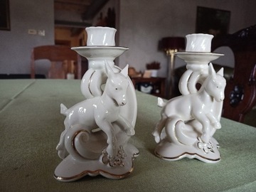 Porcelanowe świeczniki z kozami - Bavaria
