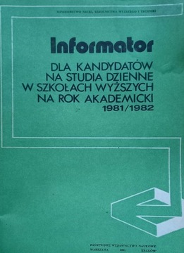 Informator dla kandydatów na studia dzienne 1981