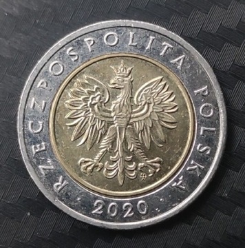 5 zł 2020 r 5zł obiegowa moneta 5 złotych 2020 rok