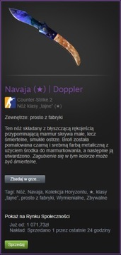 Navaja Doppler nóż knife cs 2 cs go