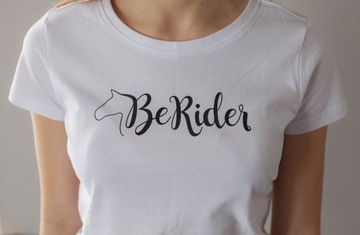 Koszulka t-shirt jeździecki BeRider S biały