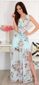 Sukienka długa w kwiaty XL