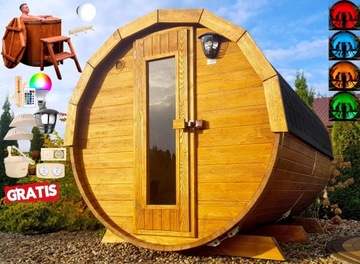 SAUNA Ogrodowa 250cm + Akcesoria + BECZKA Gratis