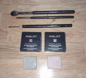 INGLOT 2x Pędzel Pędzelek Do Makijażu 52S + 42T + Kredka 221 + 2x Cienie