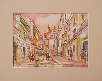 Lublin  Ulica Złota AKWARELA 24x30 cm