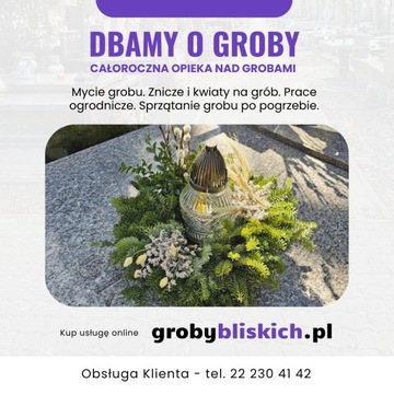 Opieka nad grobami Łomianki - mycie grobu