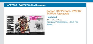 Dwa bilety na Happysad 27.11 Rzeszów @3RRR