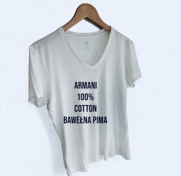 Armani Exchange T-shirt Top gładki bawełna M biały