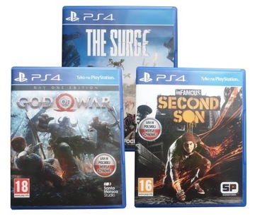 ZESTAW PS4 GOD OF WAR inFamous The Surge