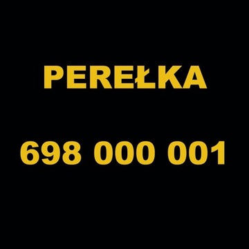 PLATYNOWY NUMER "698 000001" PEREŁKA 