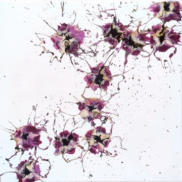 Flower Flow III 55 x 55 cm ręcznie malowany kwiaty