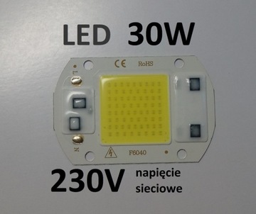 Dioda LED COB 30W zimny biały 230V 