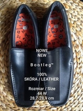 NOWE  Bootleg  Męskie buty, 100% Skóra, Roz. 44