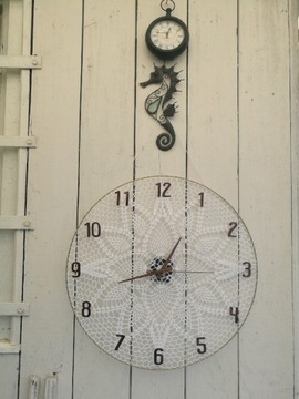 Zegar ścienny 50cm handmade na szydełku 