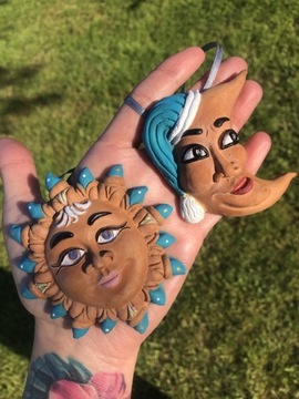 Słońce i księżyc ceramika unikat tarot magia