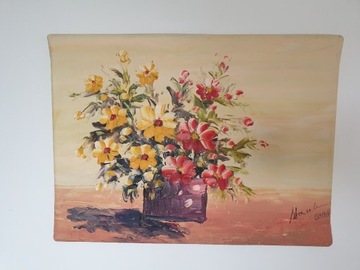 Obraz olejny - Kwiaty w Wazonie - Martwa Natura