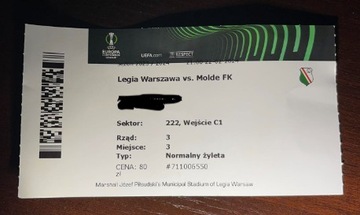 Legia - Molde - bilet Liga Konferencji 22.02.2024