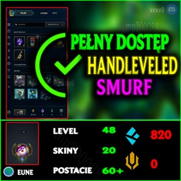 Konto Lol League of Legends EUNE SMURF SKINY LOOT