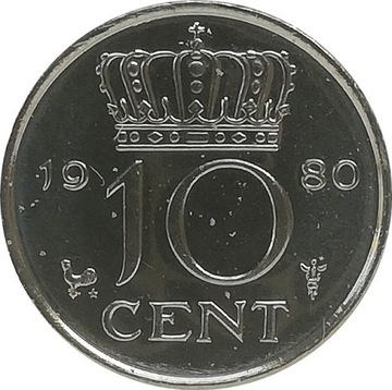 Holandia 10 cents 1980, KM#182