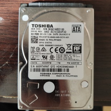 Dysk HDD Toshiba MQ01ABD100 1TB