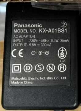 Zasilacz Panasonic KX-A01BS1 -- 9,5V - 300mA