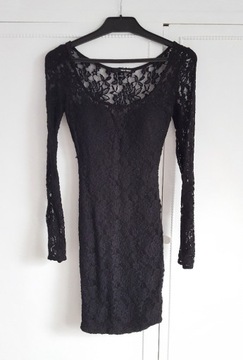 Czarna sukienka koronkowa Tally Weijl 34 XS koronk