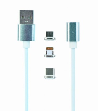Kabel USB wymienne końcówki magnetyczne 3w1, 1m